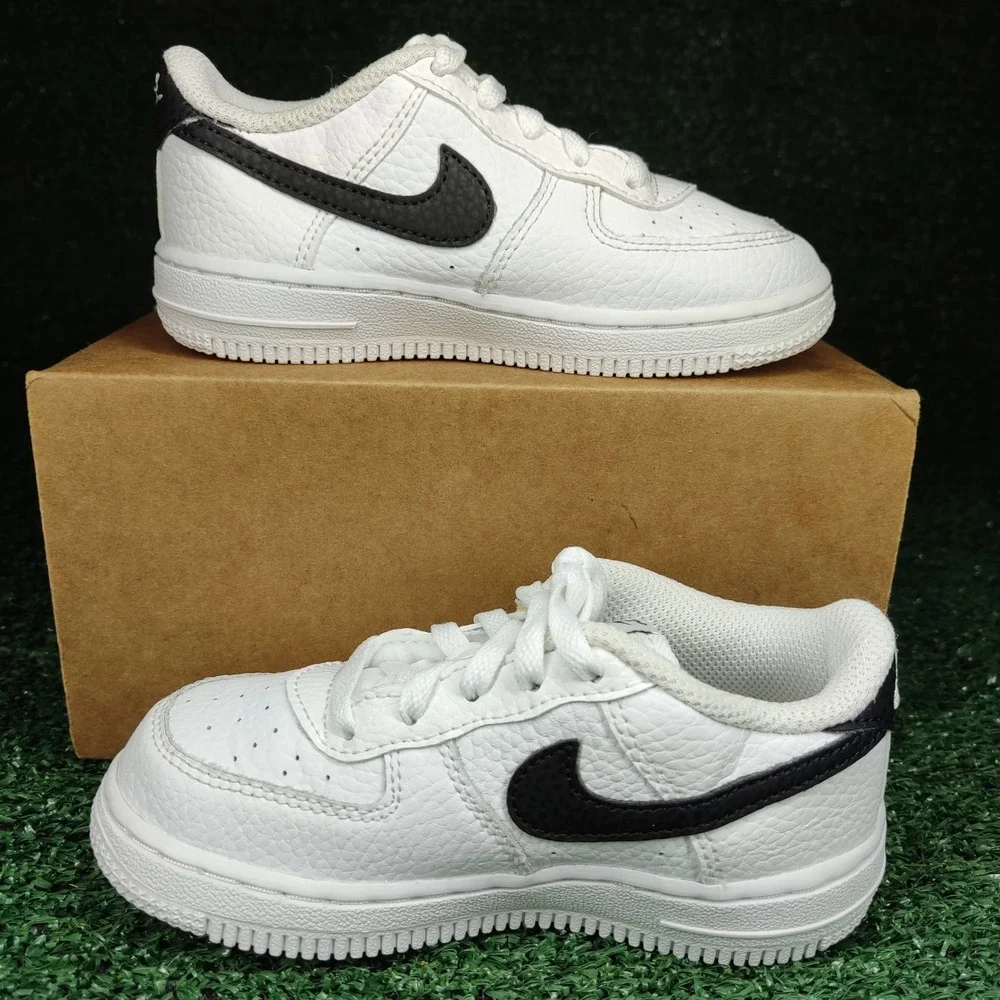 Nike Sneaker Kids 9C White Force 1 Low CZ1691-100 Tumbled Leather Athletic Shoes